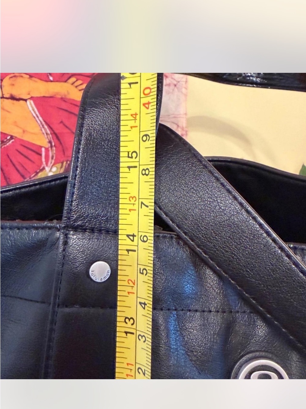 lululemon athletica Black Leather Tote with Logo Medallion - Picture 5 of 6